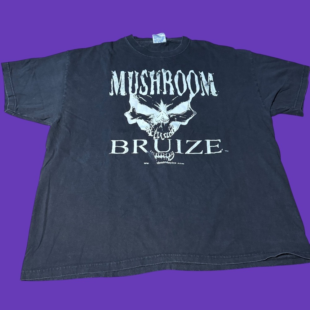 Autographed Mushroom Bruize T Shirt "We Don't Give a F**k" Rare Metal Rock Heavy